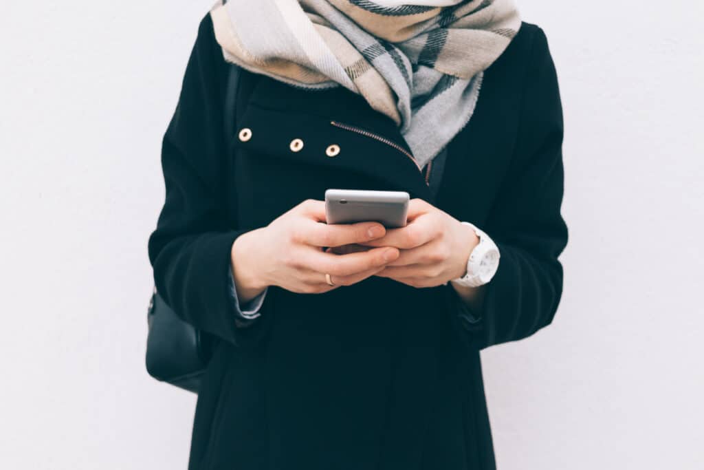 Someone using a mobile phone